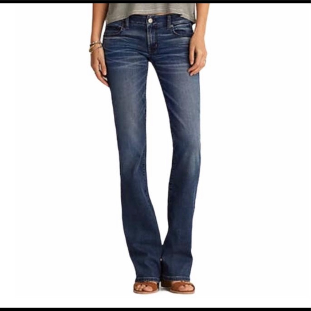 American Eagle Stretch Skinny Flare Dark Wash Jeans - Picture 1 of 7